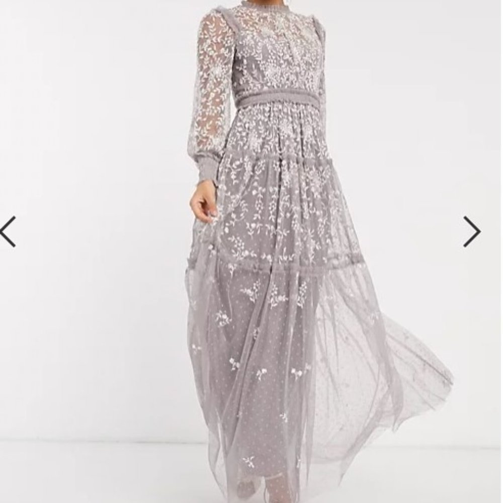 NWT Needle & Thread embroidered tiered maxi dress